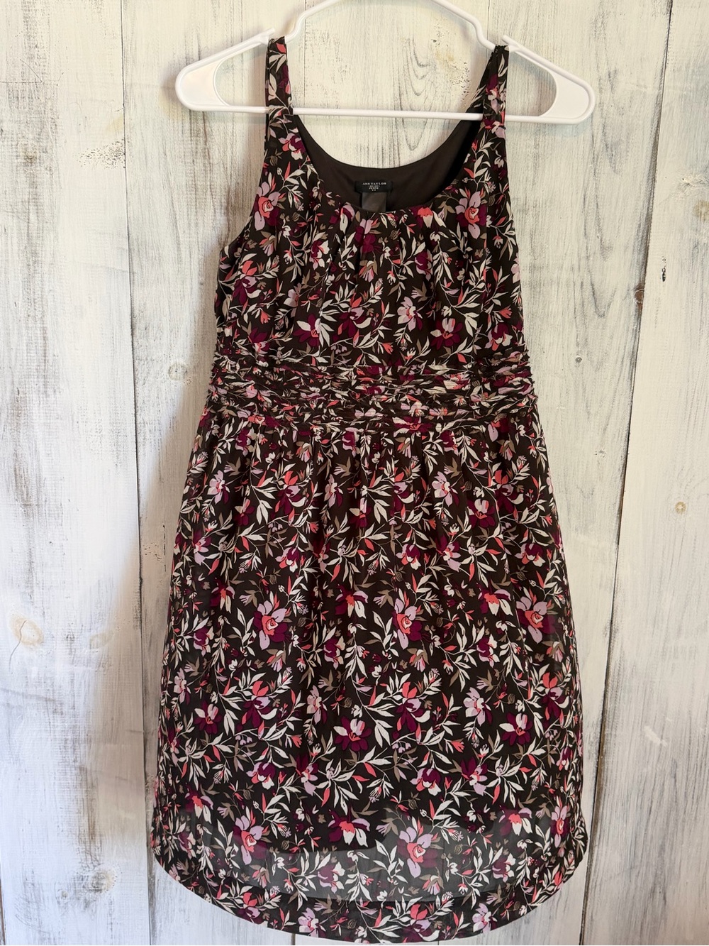 Ann Taylor Brown Floral Sleeveless Casual Dress